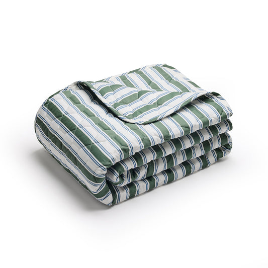 Bedspread cotton satin - Lorine Green / Blue - 220 x 250 cm