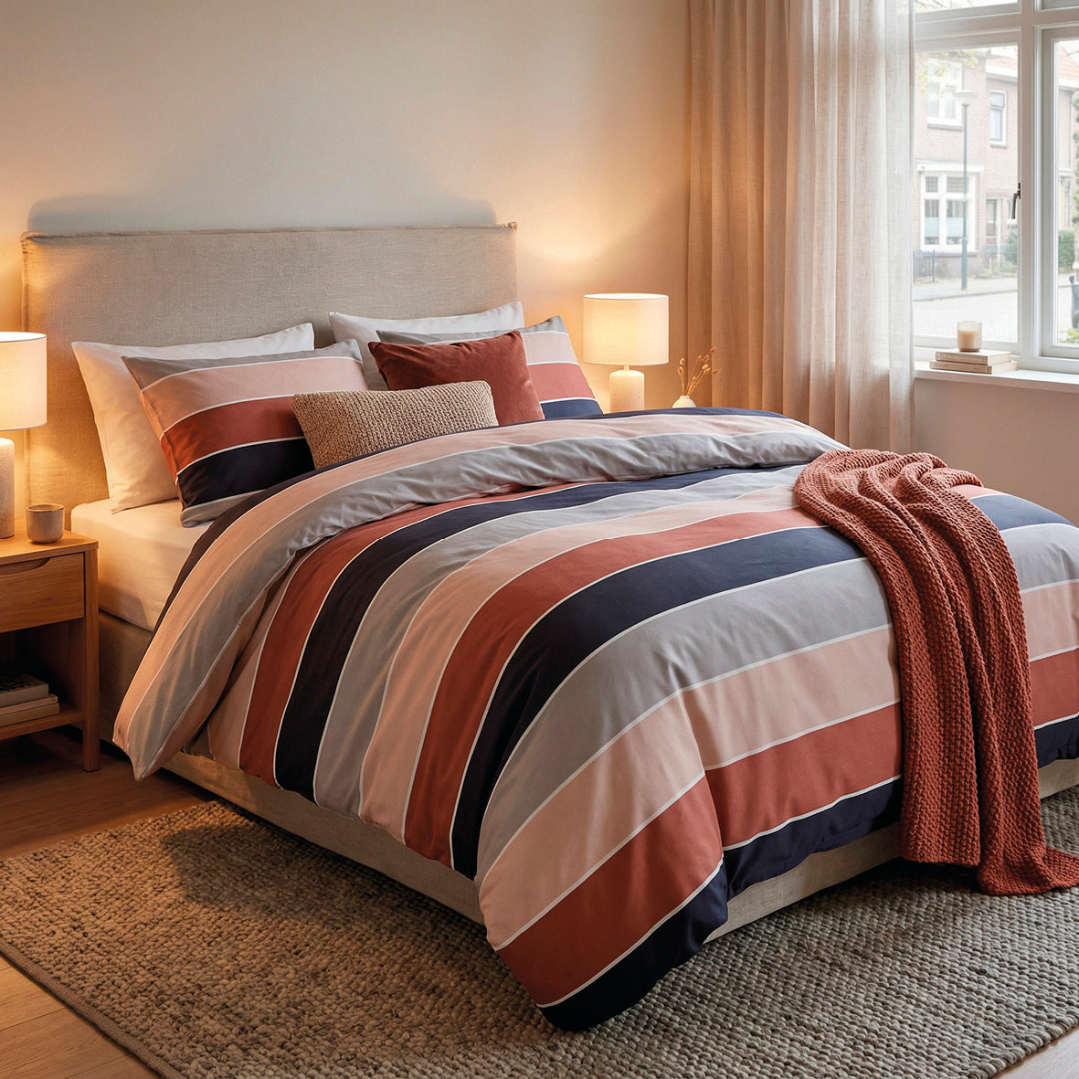 Duvet cover + pillowcase cotton satin - Nude naturel Brown
