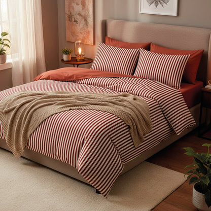 Duvet cover + pillowcase cotton satin - Ysaline Red