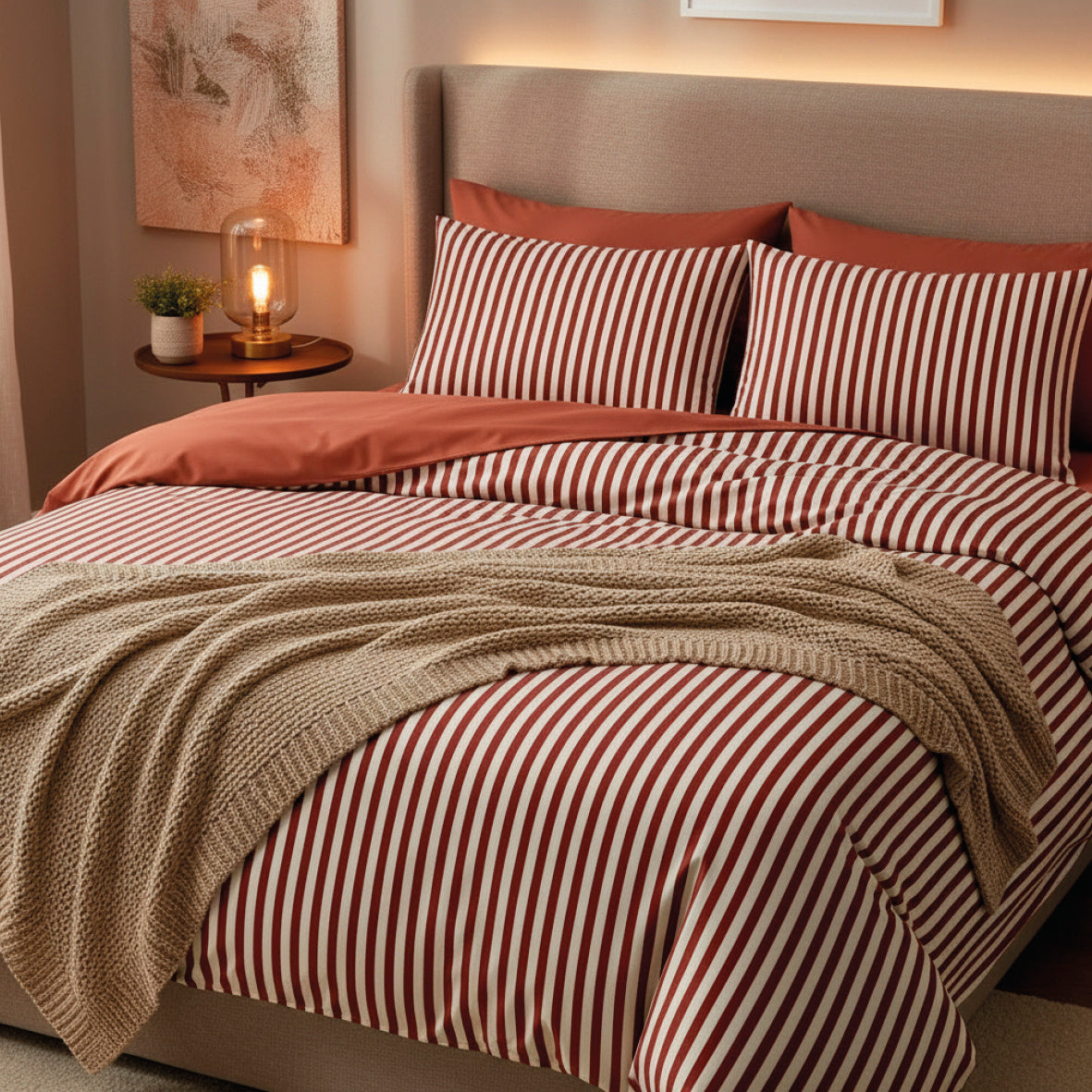 Duvet cover + pillowcase cotton satin - Ysaline Red