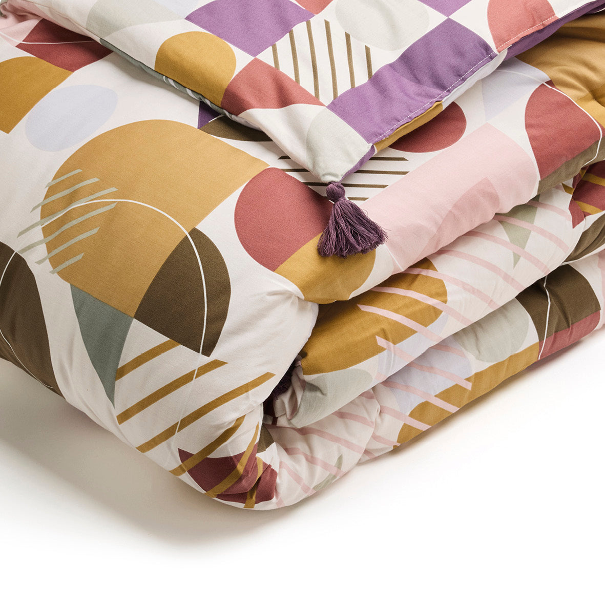 Quilt with tassels cotton satin - Modul'Art White - 140 x 200 cm