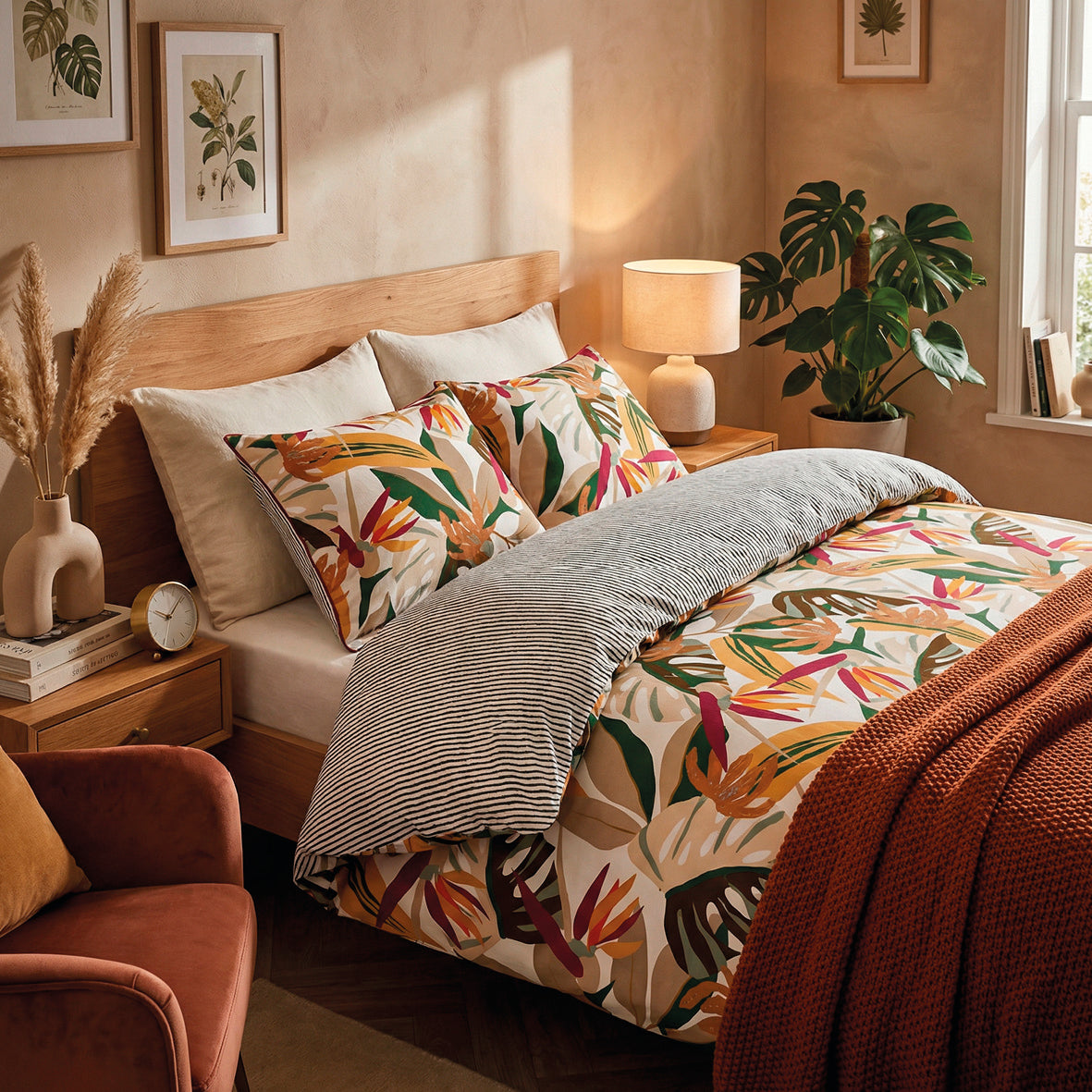Duvet cover + pillowcase cotton satin - Papagayo Orange