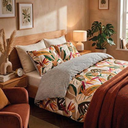 Duvet cover + pillowcase cotton satin - Papagayo Orange