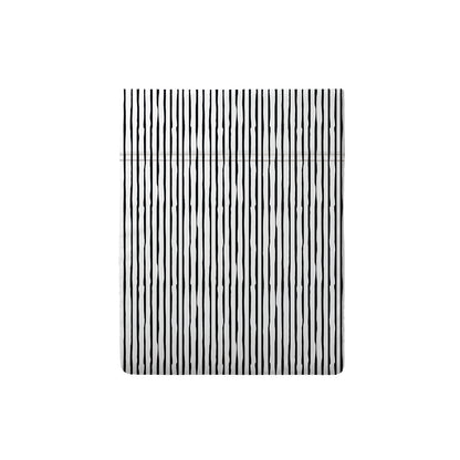 Flat sheet cotton satin - Bandes artistiques White / Black