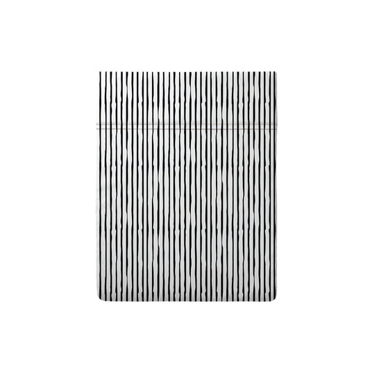 <p>Drap plat satin de coton - Bandes artistiques Blanc et noir</p>