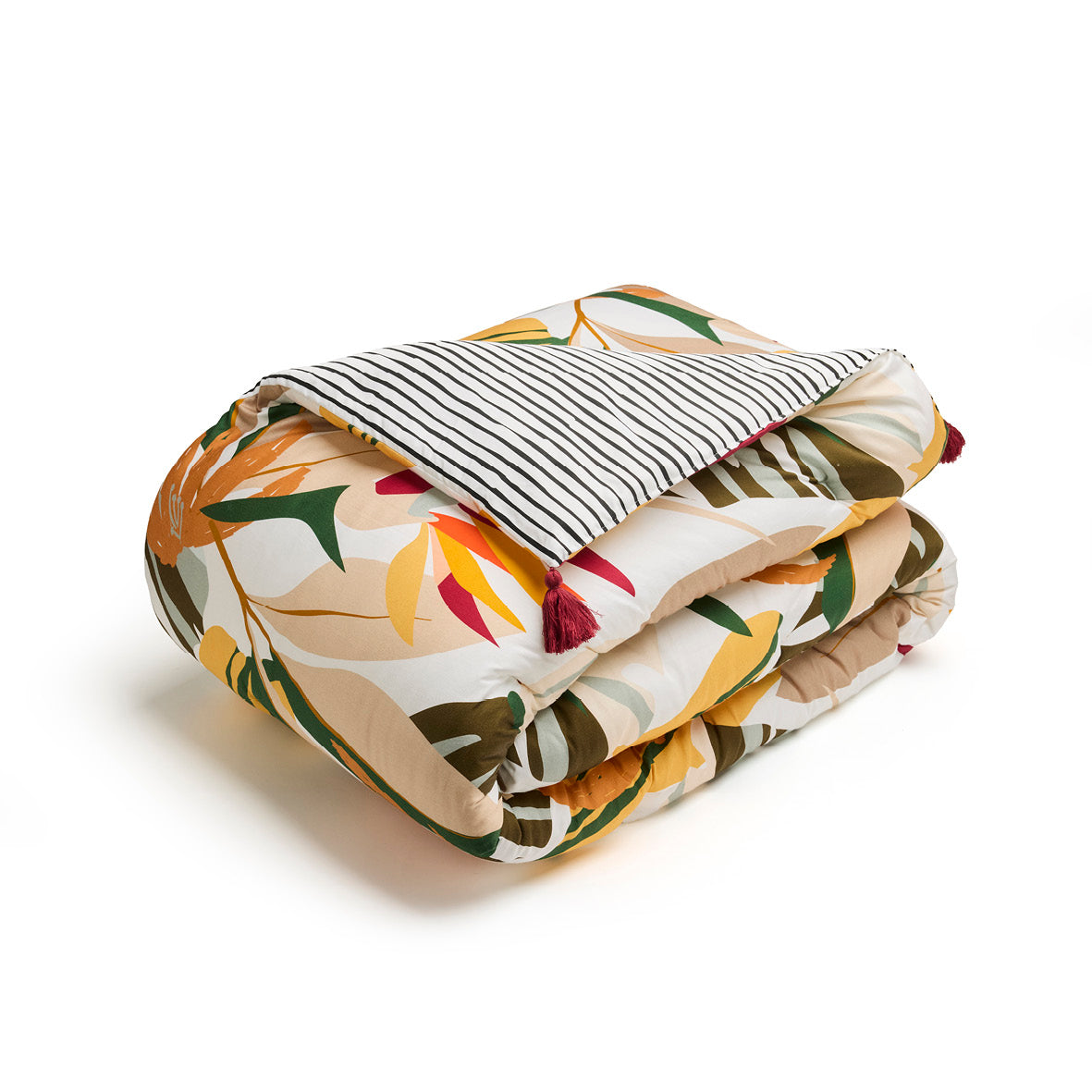 Quilt with tassels cotton satin - Papagayo Orange - 140 x 200 cm