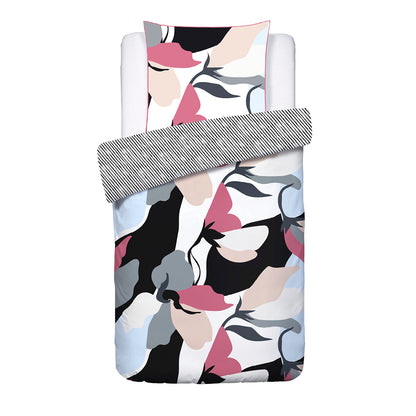 Duvet cover + pillowcase cotton satin - Poésie florale Light blue