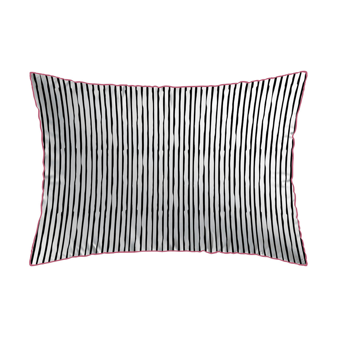 Pillowcase cotton satin - Bandes artistiques / Poésie florale White / Black