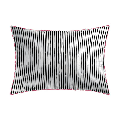 Pillowcase cotton satin - Bandes artistiques / Poésie florale White / Black