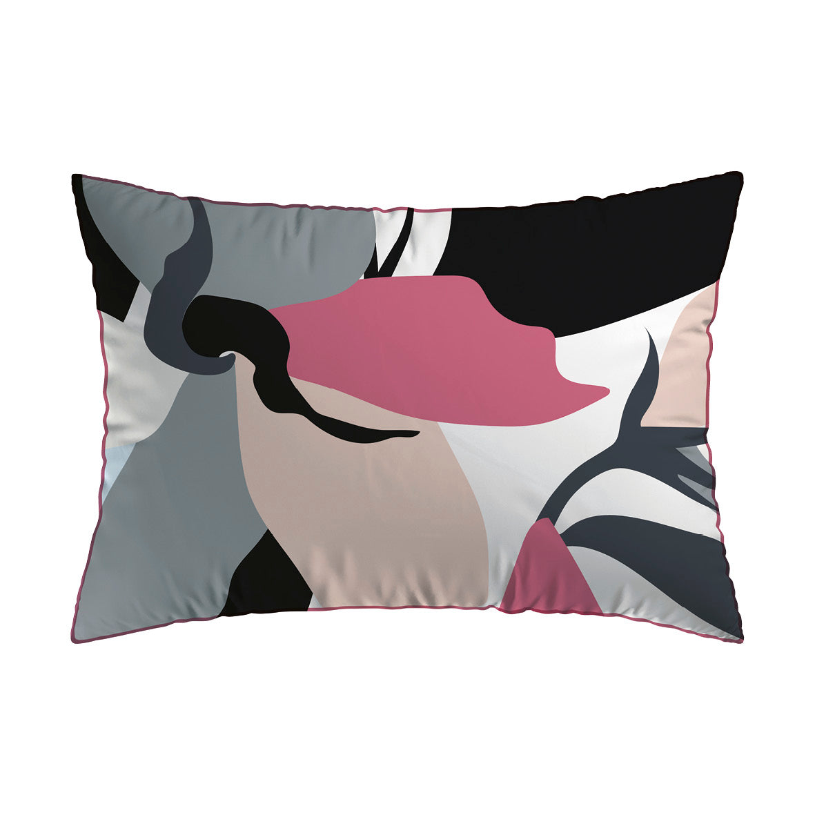 Pillowcase cotton satin - Bandes artistiques / Poésie florale White / Black