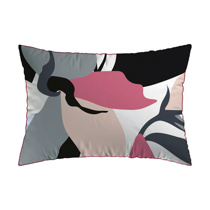 Pillowcase cotton satin - Bandes artistiques / Poésie florale White / Black