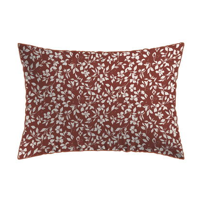 Pillowcase cotton satin - Floréal Terracotta 01