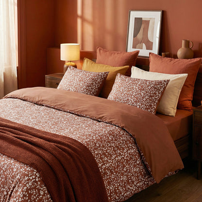 Fitted sheet cotton satin - Uni Terracotta 01
