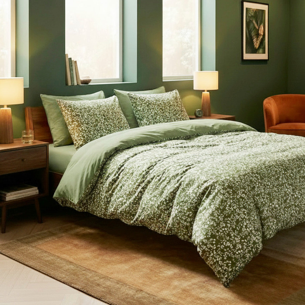 Pillowcase cotton satin - Floréal Green 11