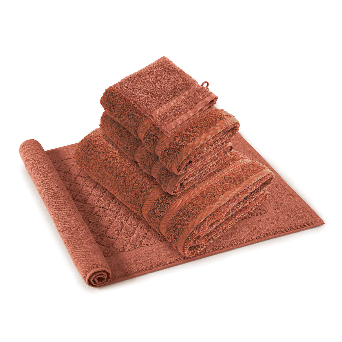 Complete bath linen set combed cotton - Vague Bottle green