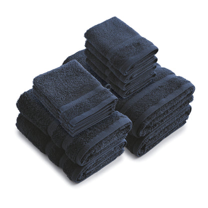 Complete bath linen set combed cotton - Vague Bottle green