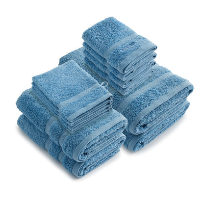 Complete bath linen set combed cotton - Vague Bottle green