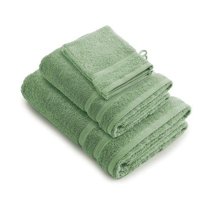 Ensemble complet de linge de bain coton peigné - Vague Vert bouteille