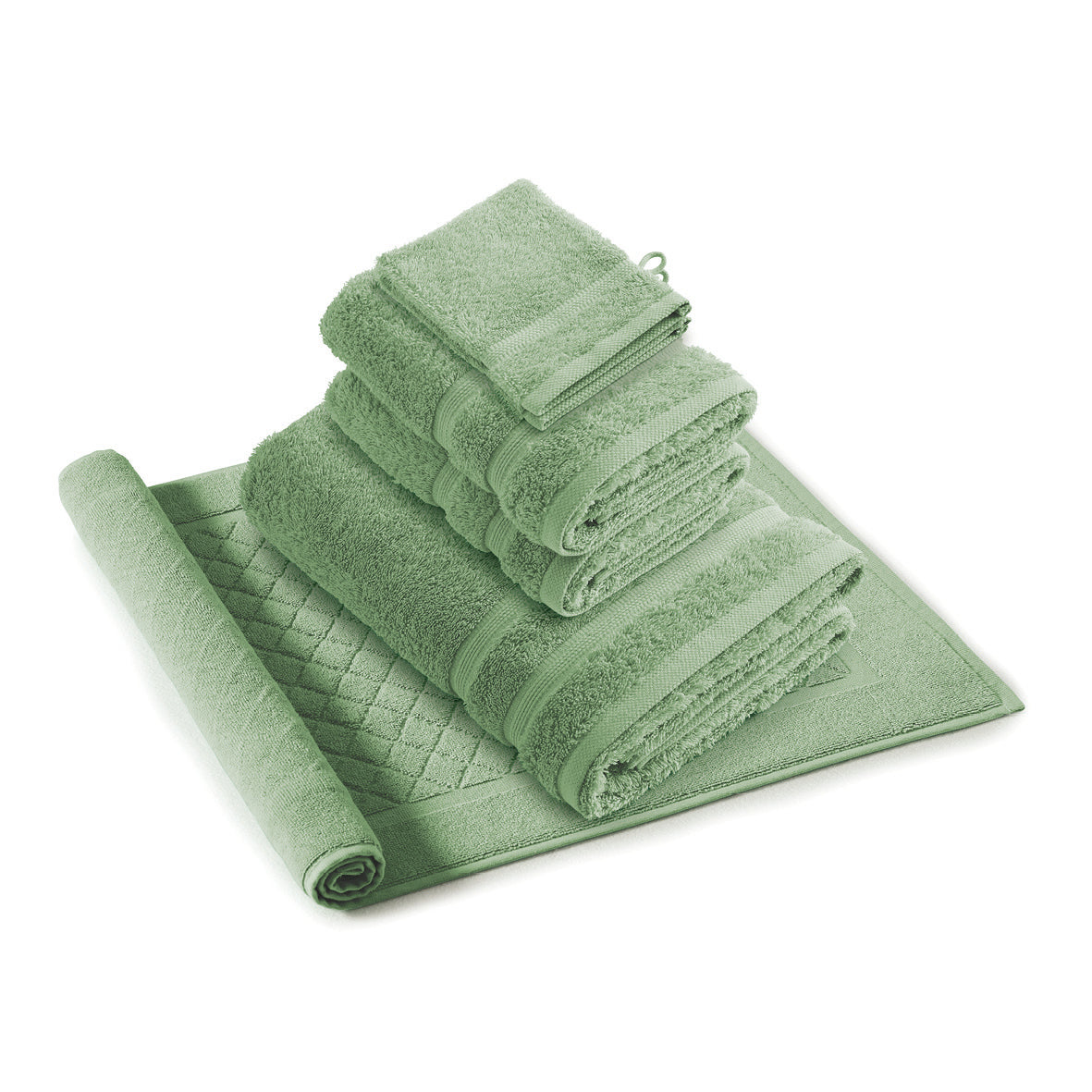 Complete bath linen set combed cotton - Vague Bottle green