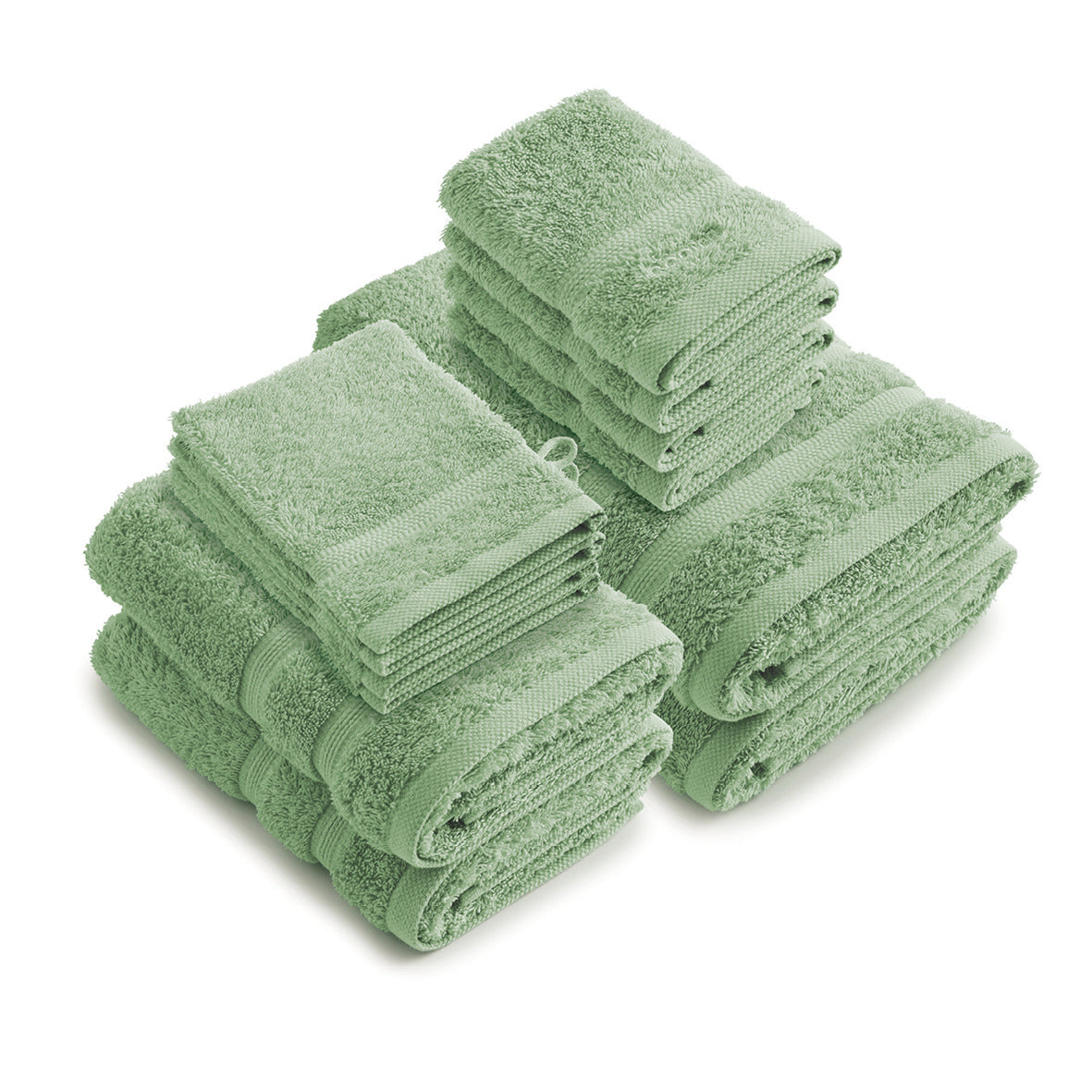 Complete bath linen set combed cotton - Vague Bottle green