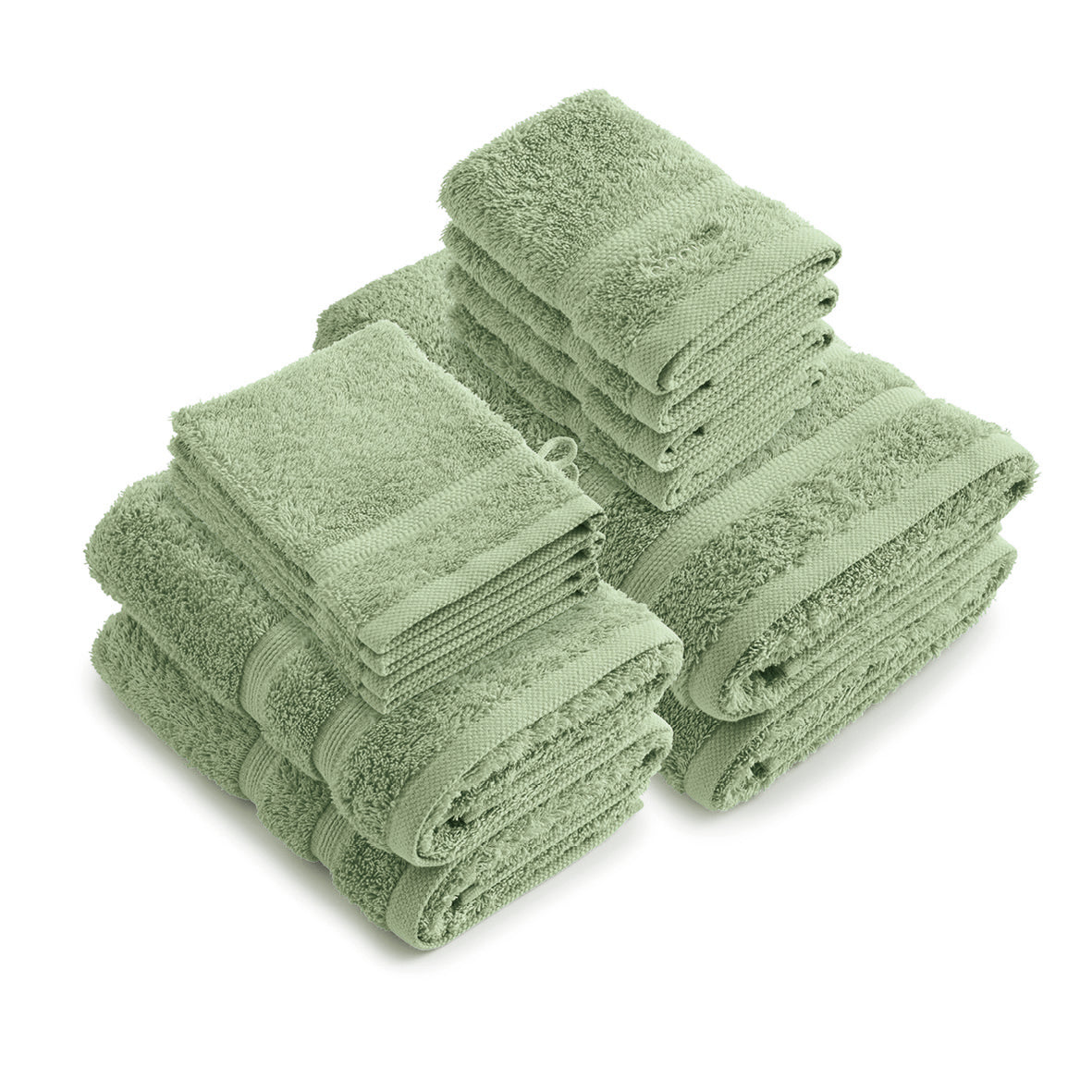 Complete bath linen set combed cotton - Vague Bottle green