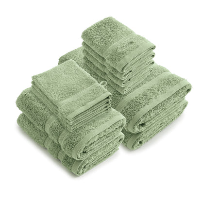 Complete bath linen set combed cotton - Vague Bottle green