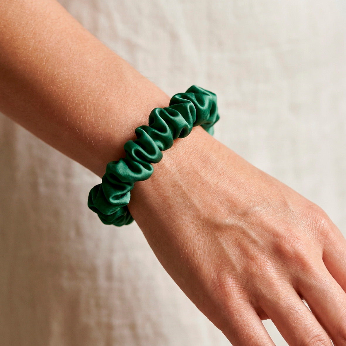 Set of 3 skinny scrunchies silk - Néora Sage green - D 6 cm