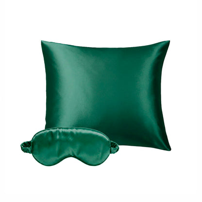 Pillowcase + eyemask silk - Nuit de soie Sage green 63 x 63 cm + 8.5 x 20.5 cm