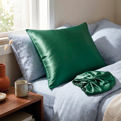 Pillowcase + nightcap silk - Nuit de soie Sage green