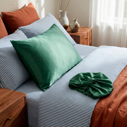 Pillowcase + nightcap silk - Nuit de soie Sage green