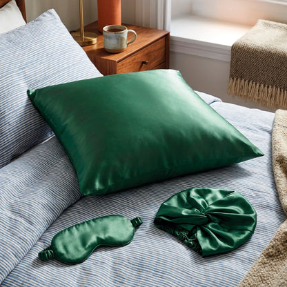 Pillowcase + eyemask + nightcap silk - Nuit de soie Sage green