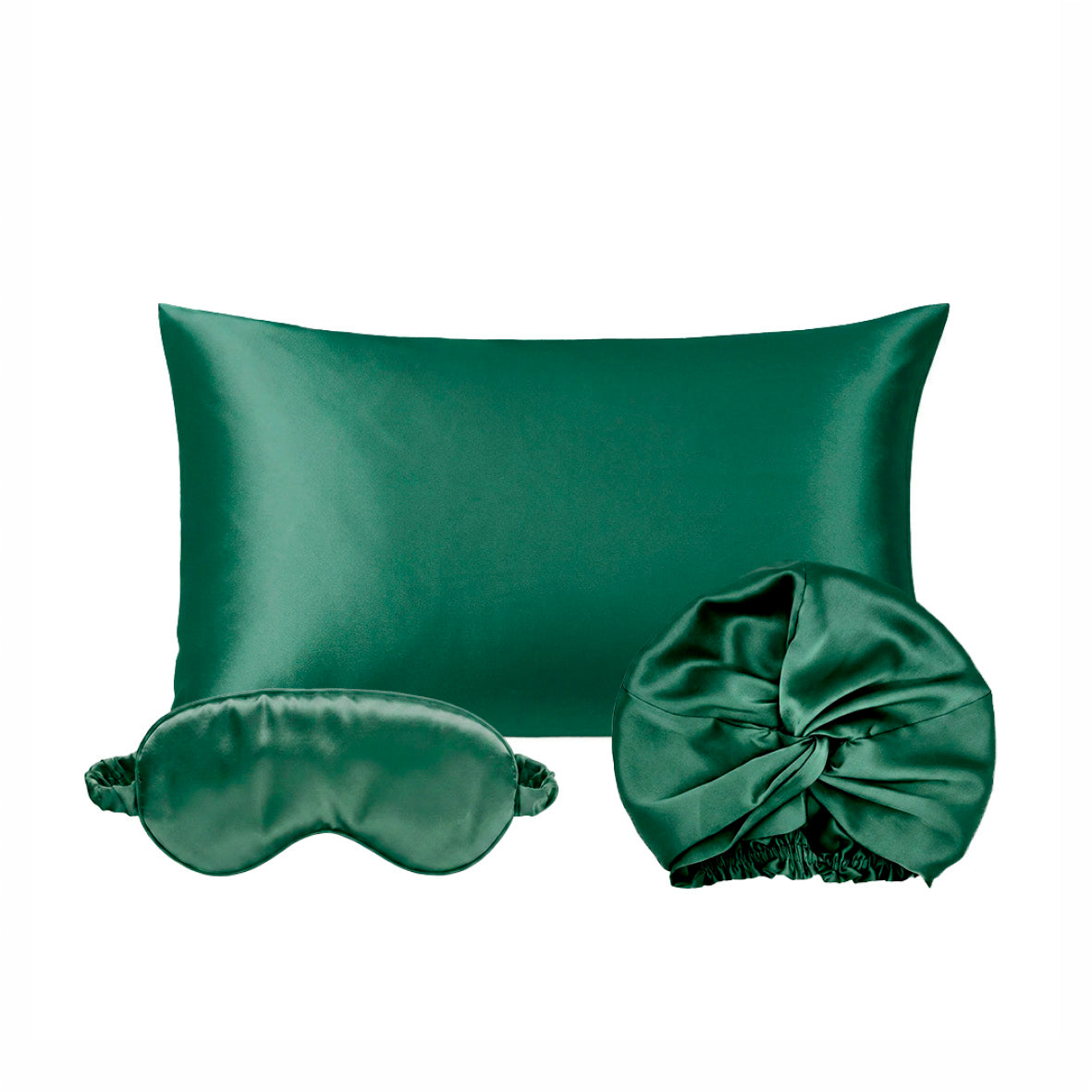 Pillowcase + eyemask + nightcap silk - Nuit de soie Sage green 50 x 70 cm + 8.5 x 20.5 cm + 20 x 30 cm