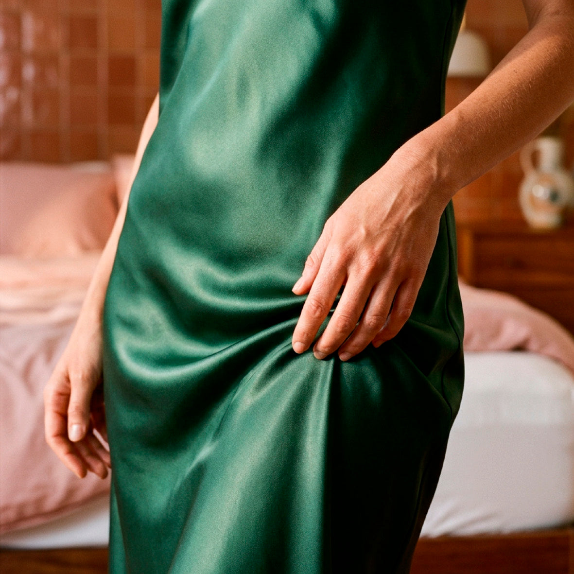 Silk slip - Luméa Sage green