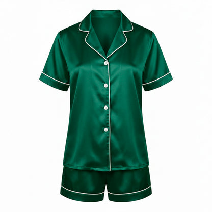 Short pajamas set silk - Noctéa Sage green