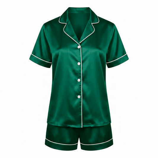 Short pajamas set silk - Noctéa Sage green