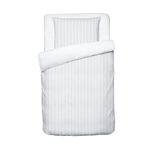 Duvet cover + pillowcase(s) baby cotton satin -Jacquard woven - Dobby stripe White