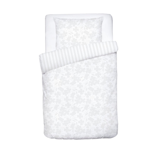Duvet cover + pillowcase(s) baby cotton satin -Jacquard woven - Petit Chênes White