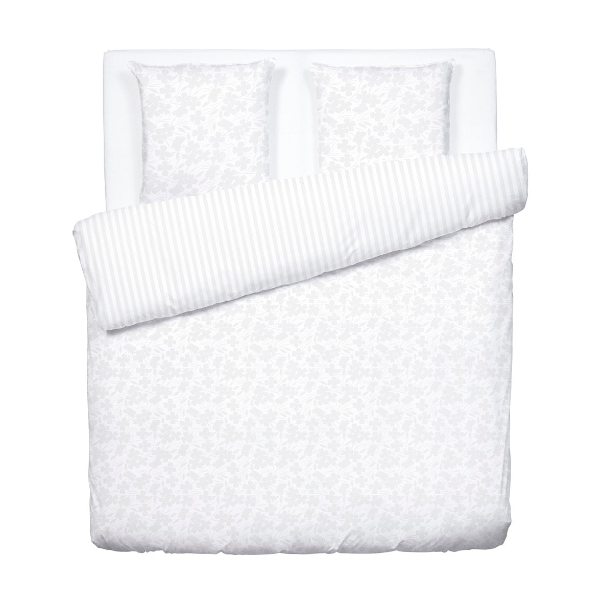 Duvet cover + pillowcase(s) cotton Jacquard woven - Petit Chênes White 260 x 240 cm + 2 x (63 x 63 cm)
