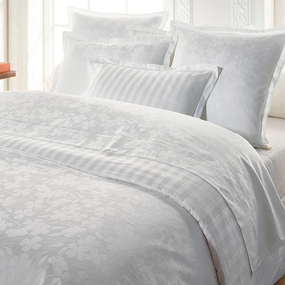 Pillowcase(s) cotton satin Jacquard woven - Petit Chênes White