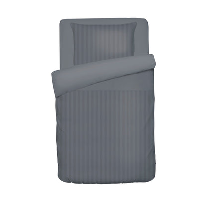 Duvet cover + pillowcase(s) baby cotton satin -Jacquard woven - Dobby stripe Dark grey 80 x 120 cm + 35 x 45 cm