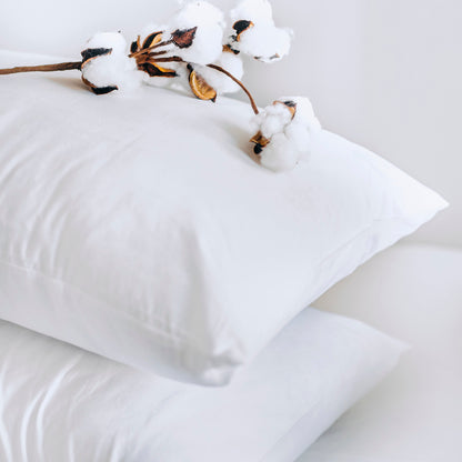 Duvet cover + pillowcase(s) cotton satin - Uni white