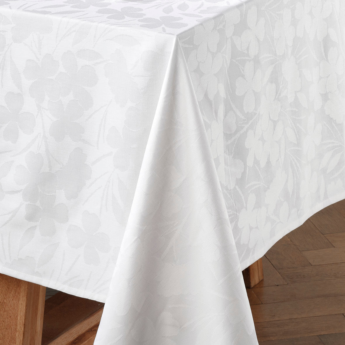 Tablecloth - Jacquard woven - Petit Chênes White