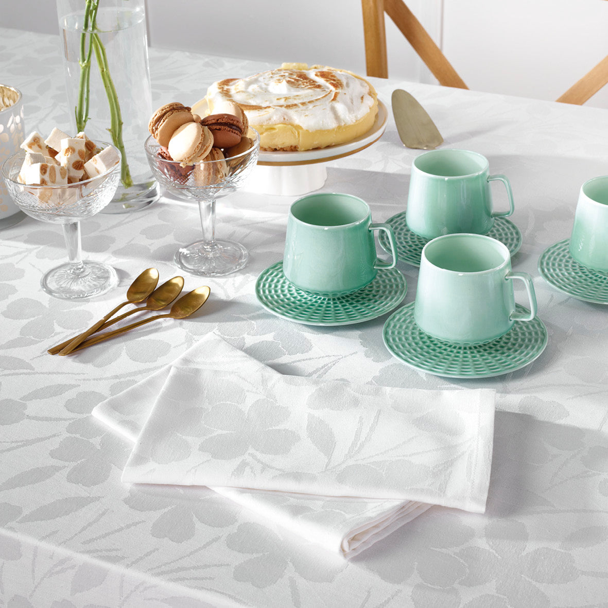 Set of 4 napkins Jacquard woven - Petit Chênes White