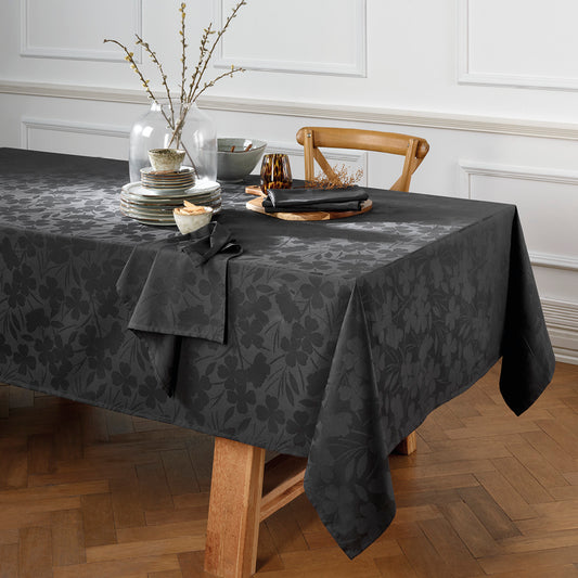Tablecloth - Jacquard woven - Petit Chênes dark grey