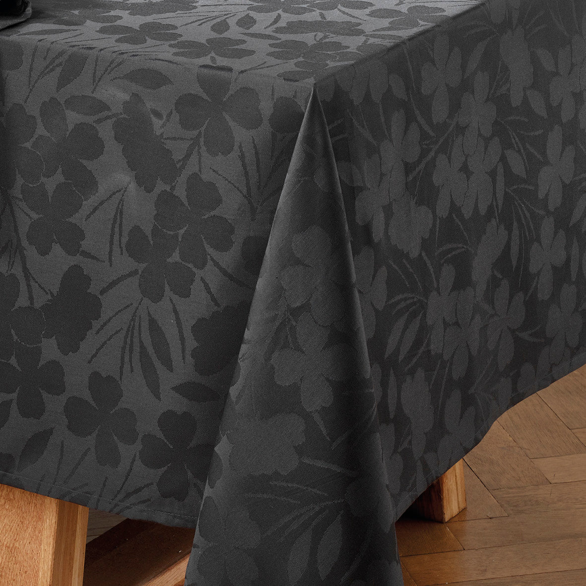 Tablecloth - Jacquard woven - Petit Chênes dark grey