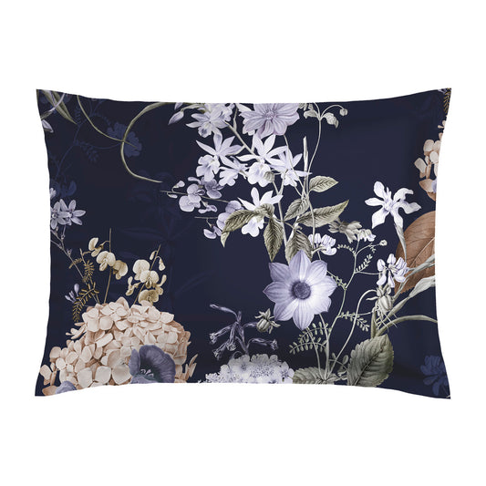 Pillowcase(s) cotton satin - Floraison d'hortensias dark blue