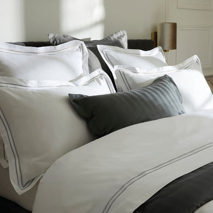 Pillowcase(s) cotton satin - Nice Grey / White