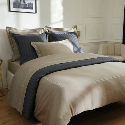 Duvet cover + pillowcase(s) cotton satin - Nice Taupe / Taupe