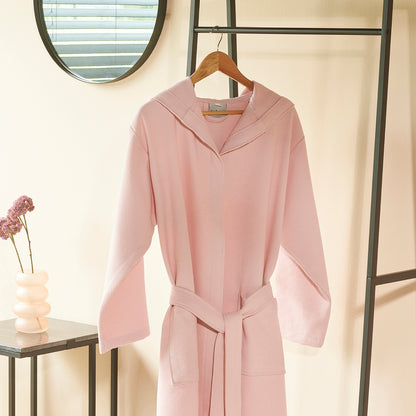 Hooded bathrobe Nid d'abeille - Pink