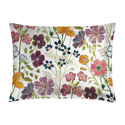 Taie(s) d'oreiller satin de coton - Fleurs vintage Blanc